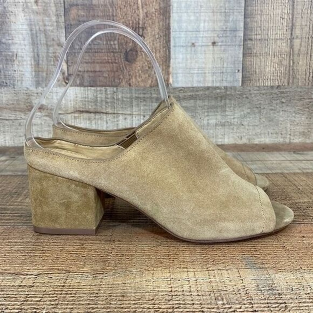 Splendid Tan‎ Leather Block Heel Sandals Womens 7 Peep Toe
